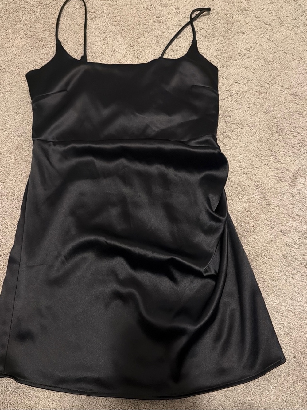 Zara Black Satin Slip Mini Dress